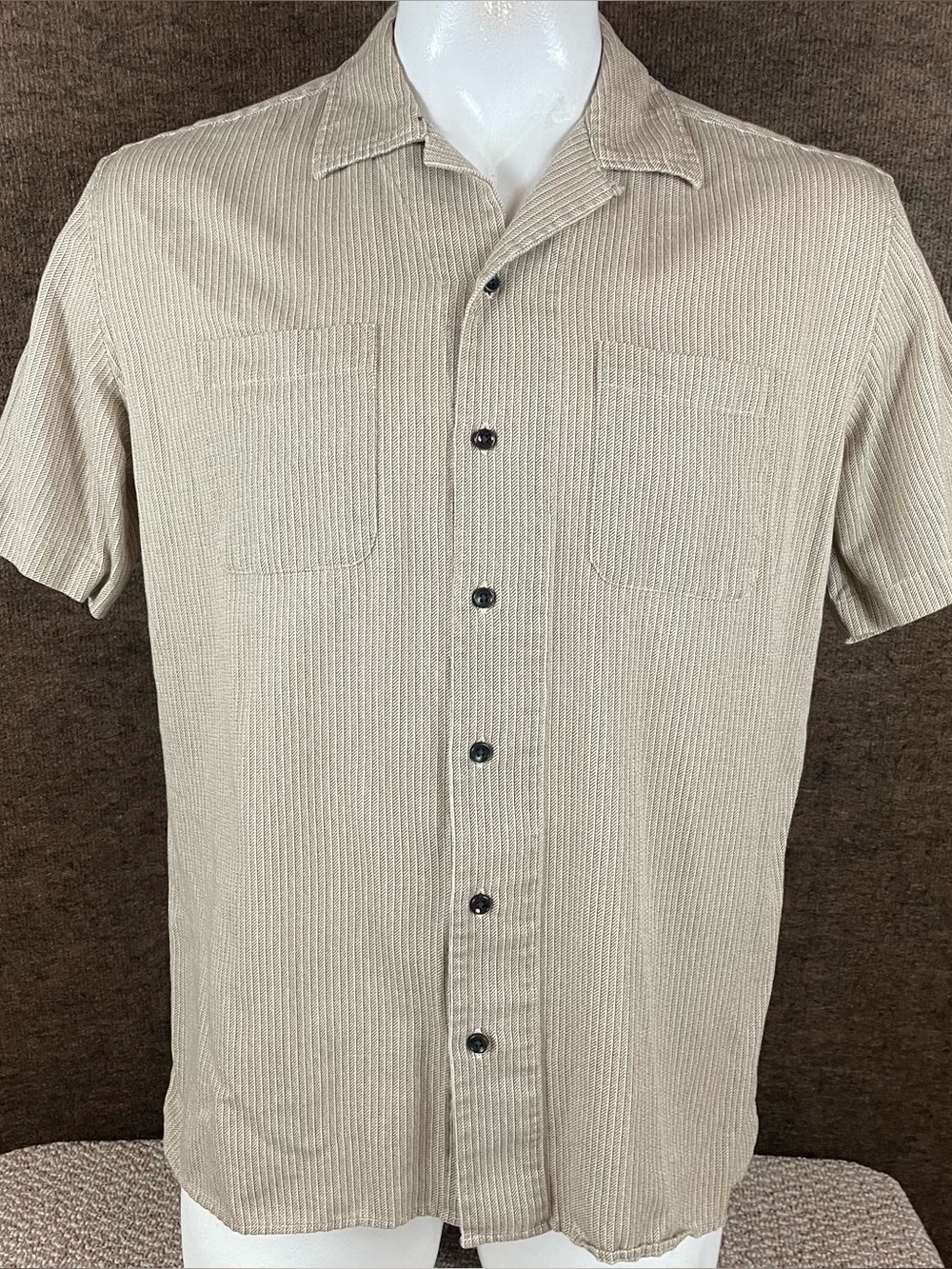 Taylor Stitch The Jack Shirt Men 44 Loop Collar Organic Cotton Short Sleeve 298